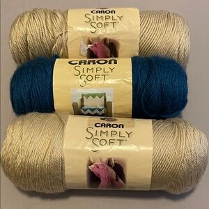 Caron Simply Soft Yarn Bundle in Teal and Beige